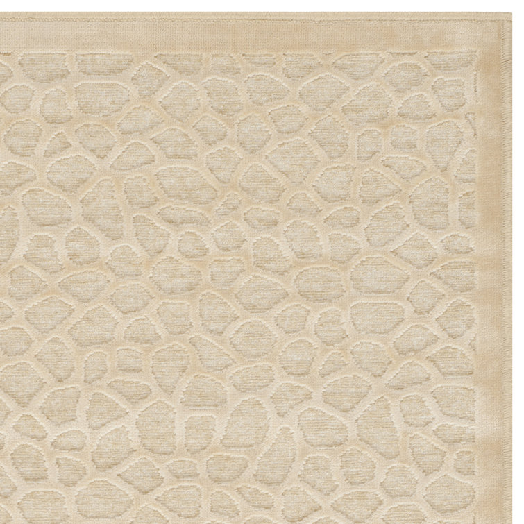 Cream Tufted Handmade Viscose Rectangular Rug 4' x 5'7"