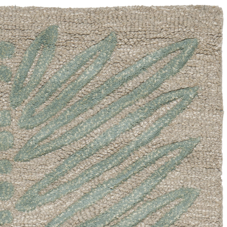 Handmade Striped Blue Wool-Viscose Blend Tufted Rug