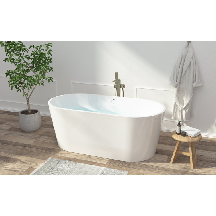 Shangri-La 59'' Glossy White Acrylic Freestanding Bathtub