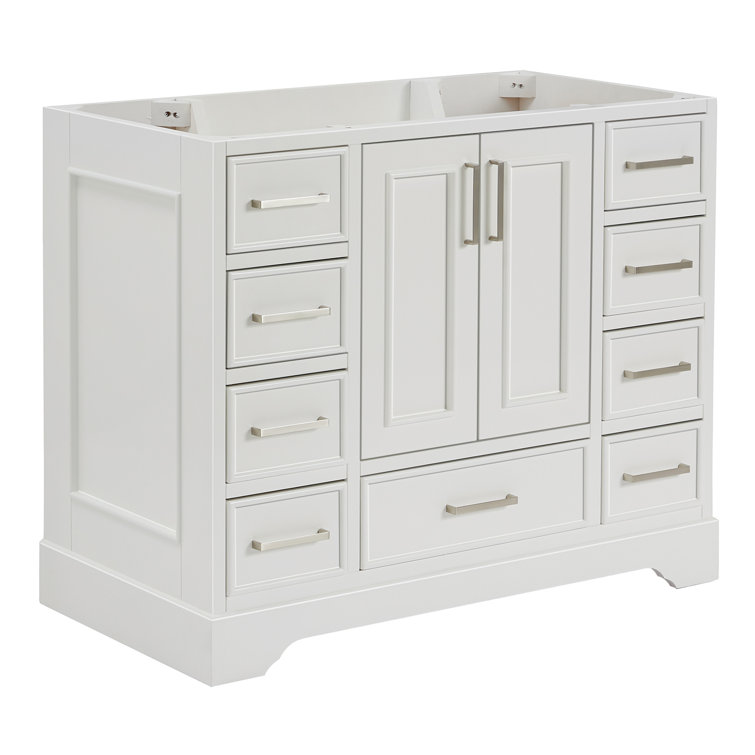 Stafford White Solid Wood 43" Freestanding Bathroom Vanity Cabinet