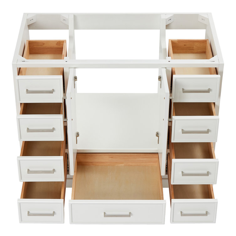 Stafford White Solid Wood 43" Freestanding Bathroom Vanity Cabinet