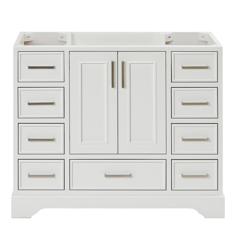 Stafford White Solid Wood 43" Freestanding Bathroom Vanity Cabinet