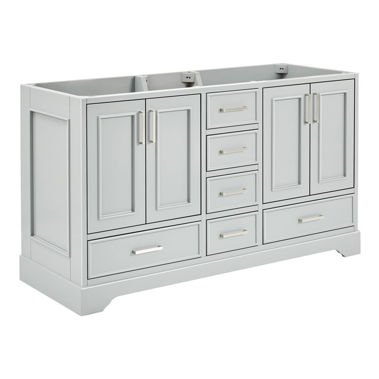 Stafford 61" Light Gray Wood Double Freestanding Vanity Cabinet