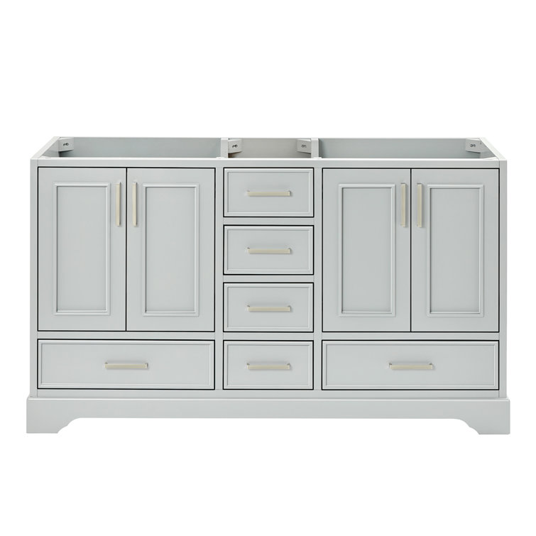 Stafford 61" Light Gray Wood Double Freestanding Vanity Cabinet