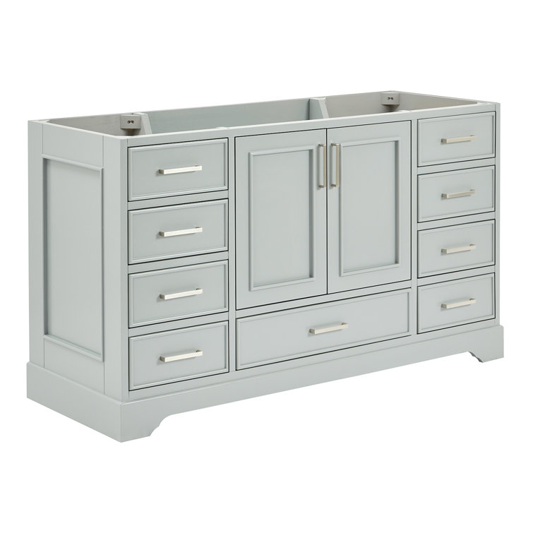Stafford 61" Gray Hardwood Single Freestanding Vanity Cabinet