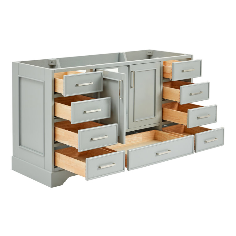 Stafford 61" Gray Hardwood Single Freestanding Vanity Cabinet