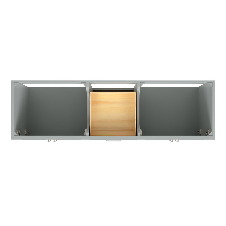 Stafford 73" Grey Double Freestanding Vanity Cabinet with Satin Brass Hardware