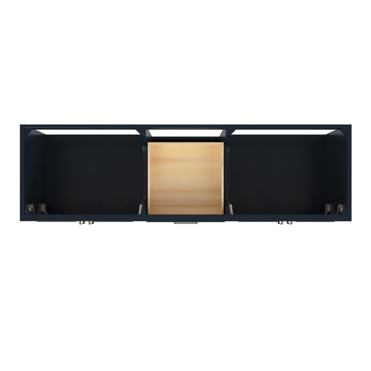 Midnight Blue Double Freestanding Vanity Cabinet with Brass Hardware