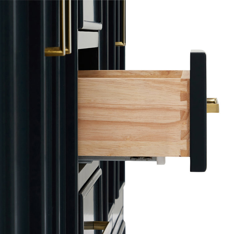 Midnight Blue Double Freestanding Vanity Cabinet with Brass Hardware