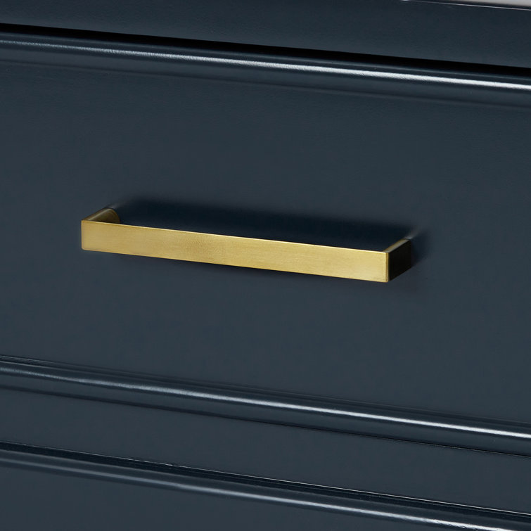 Midnight Blue Double Freestanding Vanity Cabinet with Brass Hardware