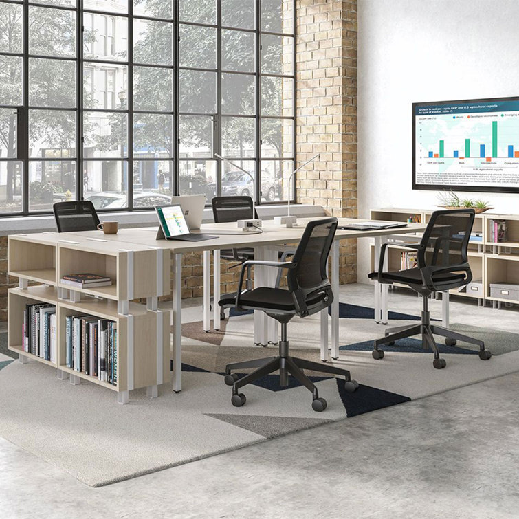 Modern Beige & White Laminated Wood Stackable Office Storage