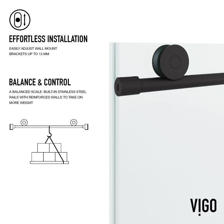 Elan 76" High x 60" Wide Frameless Sliding Shower Door in Matte Black