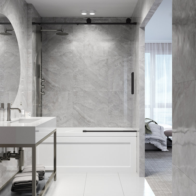 Elan 66" Frameless Sliding Tub Door with Matte Black Hardware