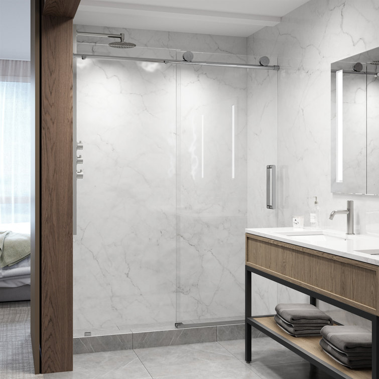 Elan 76" High x 60" Wide Frameless Sliding Shower Door in Chrome