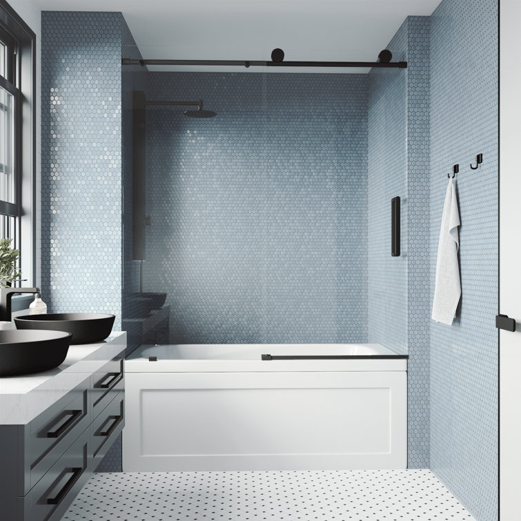 Elan 66" Frameless Sliding Tub Door with Matte Black Hardware