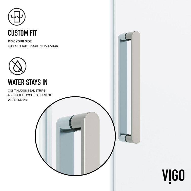 Elan 68-72" Stainless Steel Frameless Sliding Shower Door with Clear Glass