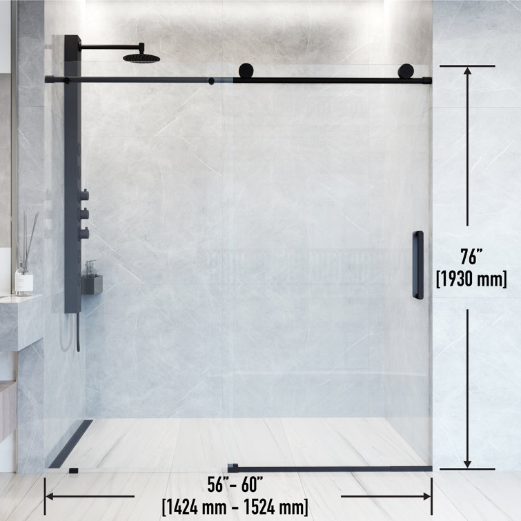 Elan 76" High x 60" Wide Frameless Sliding Shower Door in Matte Black