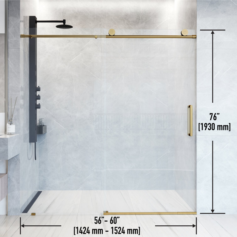 Elan 76" High x 60" Wide Frameless Sliding Shower Door in Matte Brushed Gold