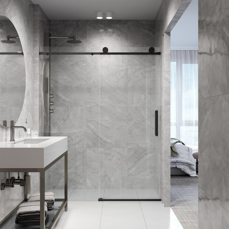 Elan 76" High x 60" Wide Frameless Sliding Shower Door in Matte Black