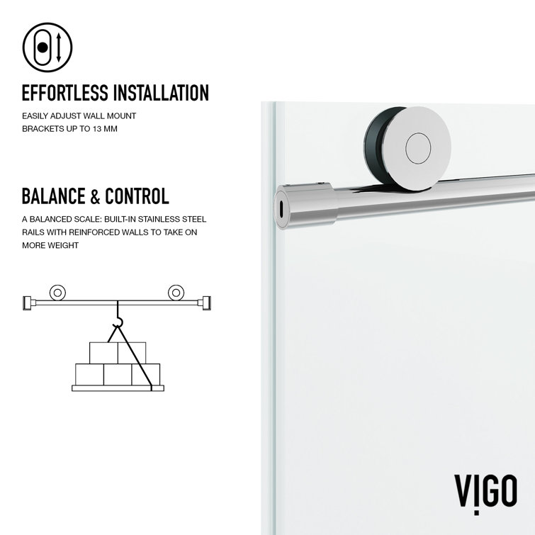 Elan 76" High x 60" Wide Frameless Sliding Shower Door in Chrome