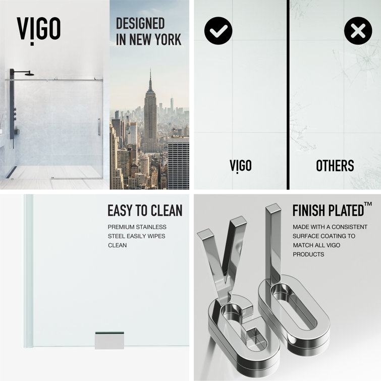 Elan 76" High x 60" Wide Frameless Sliding Shower Door in Chrome