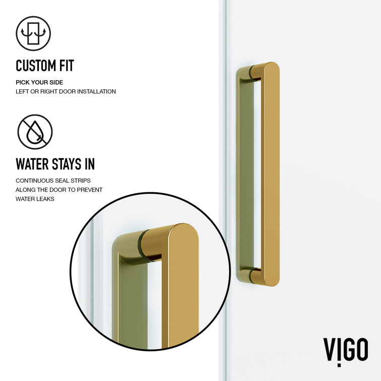 Elan 76" High x 60" Wide Frameless Sliding Shower Door in Matte Brushed Gold