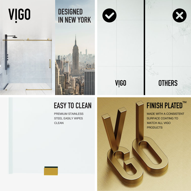 Elan 76" High x 60" Wide Frameless Sliding Shower Door in Matte Brushed Gold