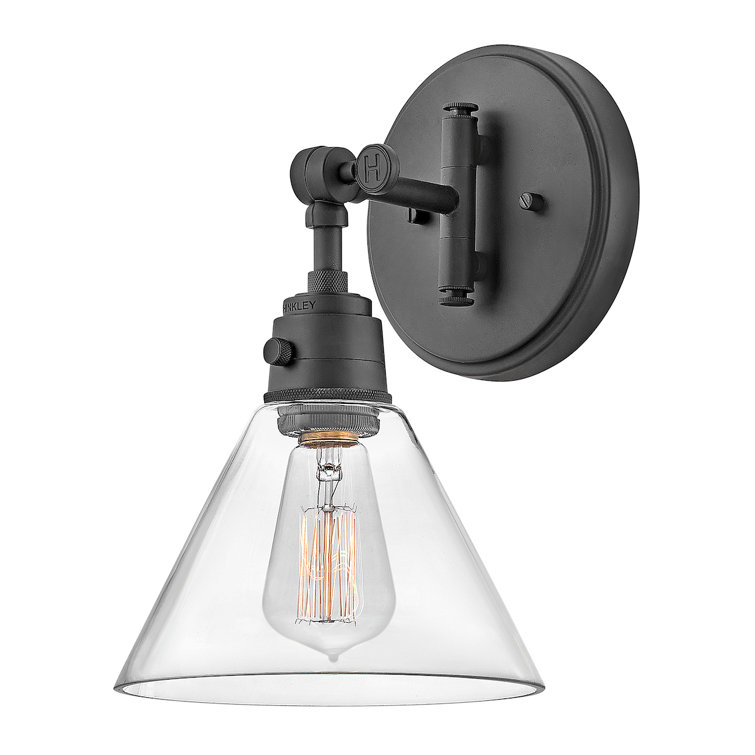 Arti Adjustable Black and Clear Glass 1-Light Wall Sconce