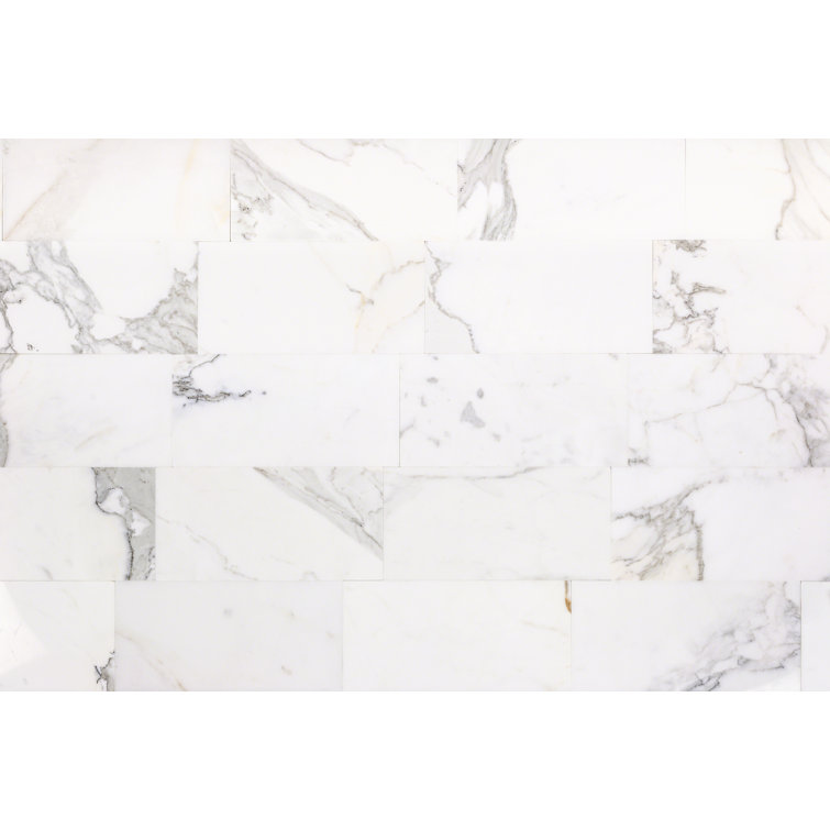 Calacatta 6" x 12" Glossy Marble Look Subway Tile