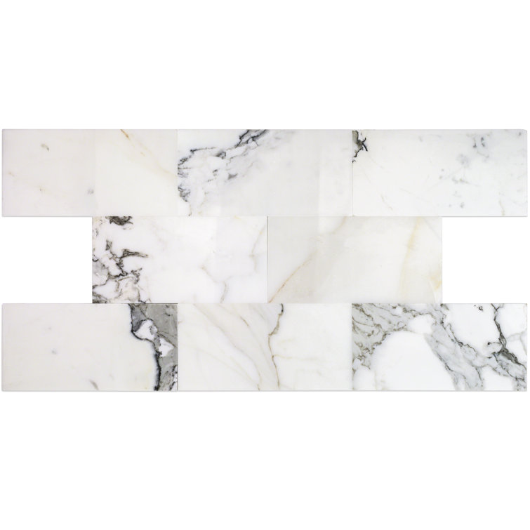 Calacatta 6" x 12" Glossy Marble Look Subway Tile
