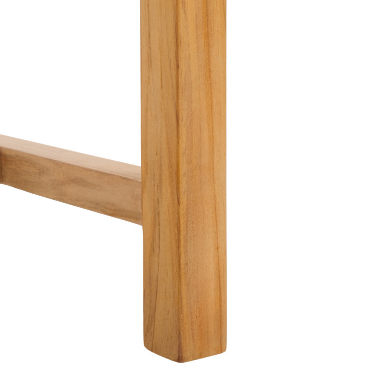 Erline Light Honey Teak and Woven Leather Parsons Side Chair