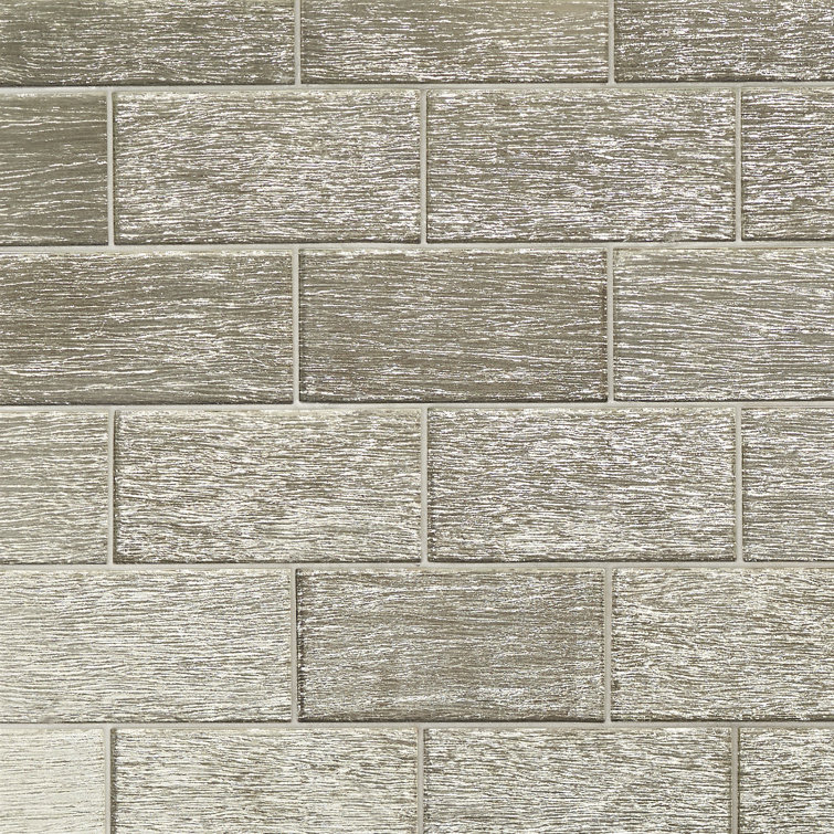 Salvatore Polished Gold Glass Subway Wall Tile 4-in x 8-in
