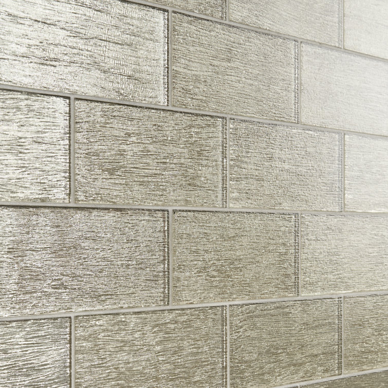 Salvatore Polished Gold Glass Subway Wall Tile 4-in x 8-in