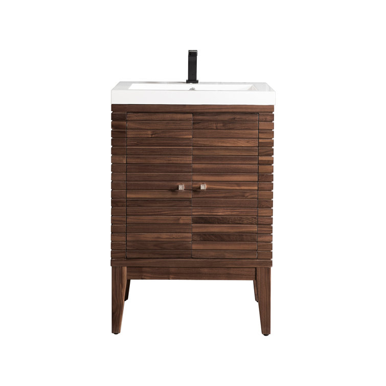 Linden 24" Mid-Century Walnut Solid Wood Bathroom Vanity Base