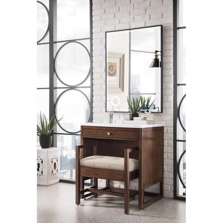 Addison Glossy White Upholstered Bench with Gray Cushion