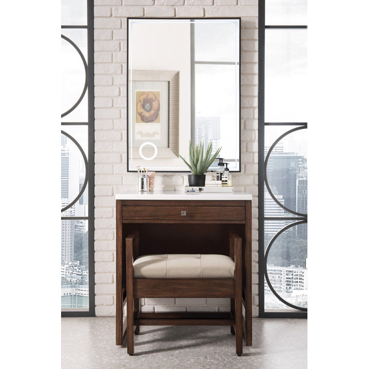 Addison Glossy White Upholstered Bench with Gray Cushion
