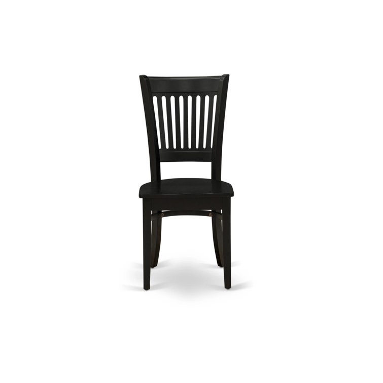 Black Rubberwood Extendable Dining Table Set with 4 Slatted Chairs