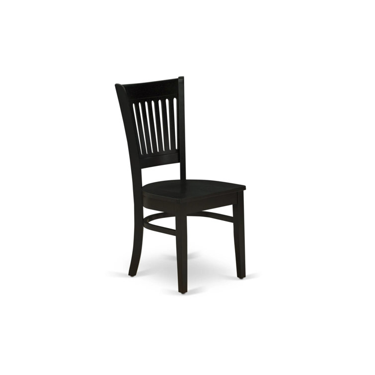 Black Rubberwood Extendable Dining Table Set with 4 Slatted Chairs