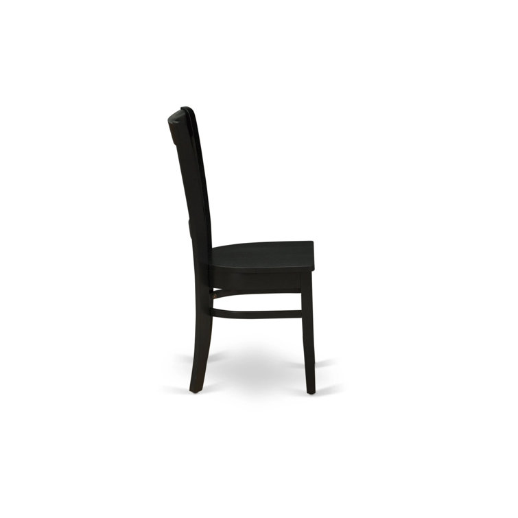 Black Rubberwood Extendable Dining Table Set with 4 Slatted Chairs