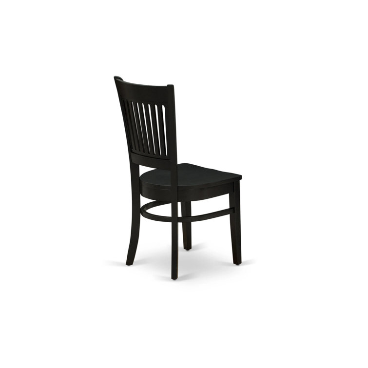 Black Rubberwood Extendable Dining Table Set with 4 Slatted Chairs