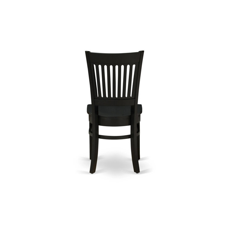 Black Rubberwood Extendable Dining Table Set with 4 Slatted Chairs