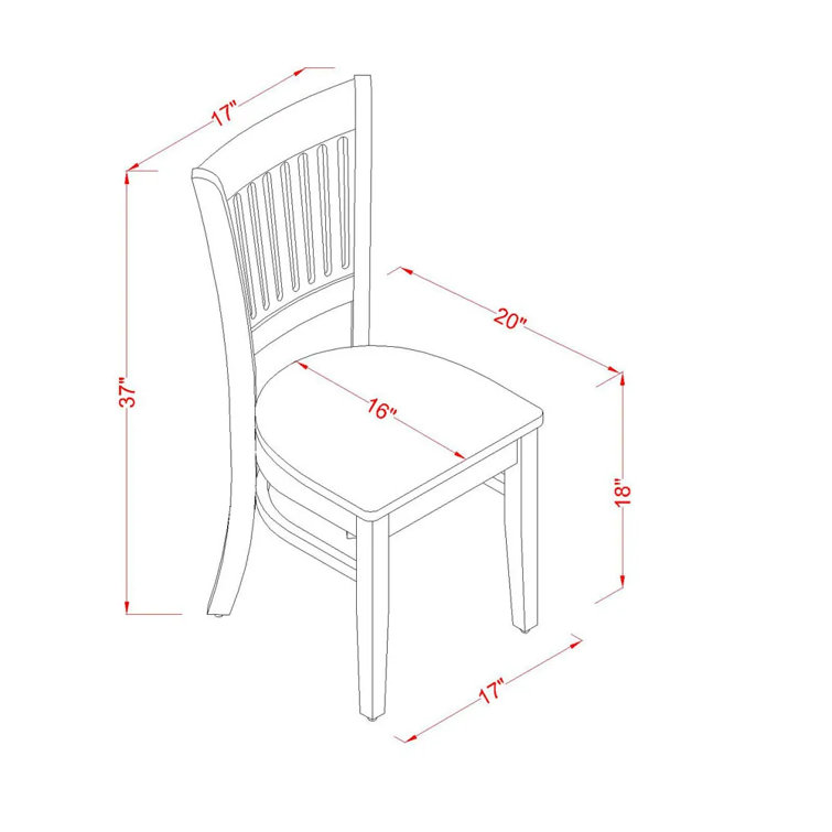 Oak High Back Slat Parsons Side Chair Set
