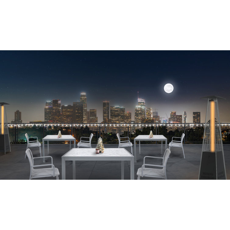Gray Faux Marble Rectangular Dining Table with Powder-Coated Aluminum Legs