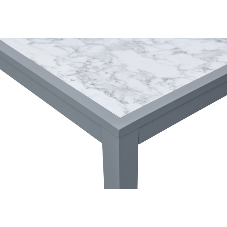 Gray Faux Marble Rectangular Dining Table with Powder-Coated Aluminum Legs