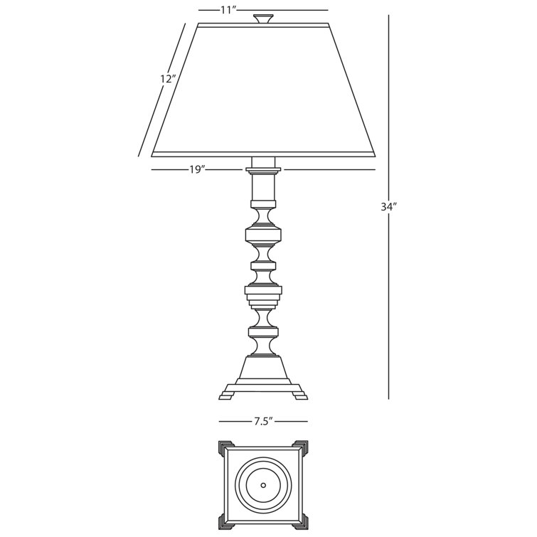 Arthur 34" Bronze Metal Table Lamp with Fabric Shade