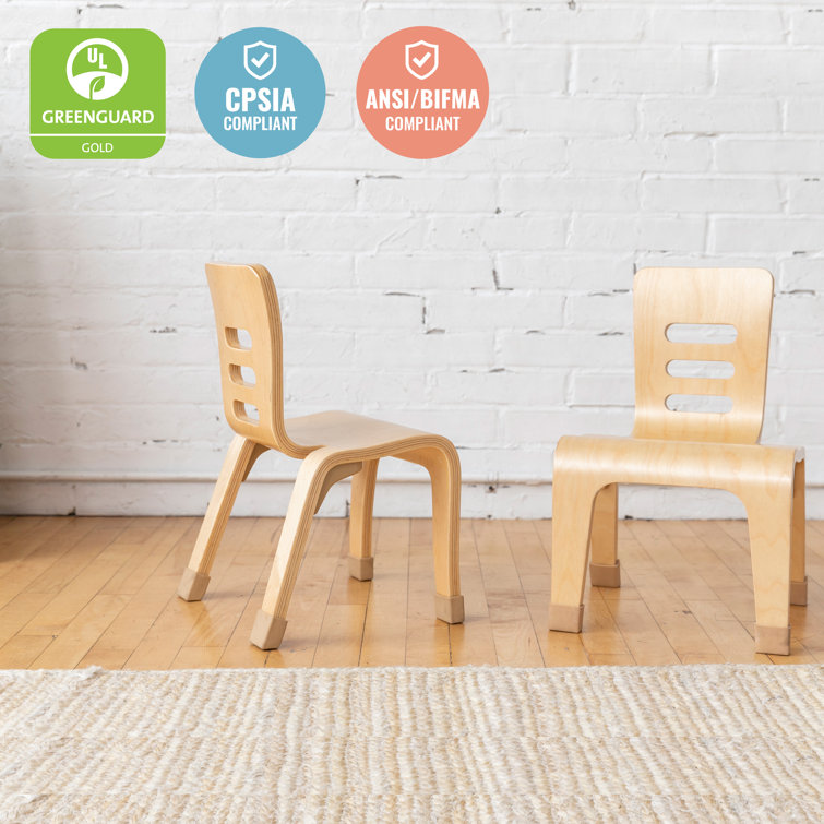 Natural Light Wood Bentwood Kids Dining Chairs, 2-Pack