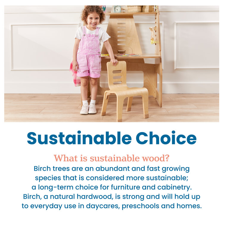 Natural Light Wood Bentwood Kids Dining Chairs, 2-Pack