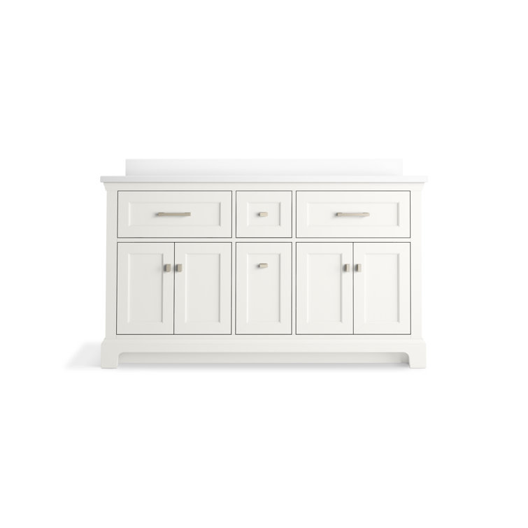 Charlemont 60" White Double Sink Bathroom Vanity with Quartz Top