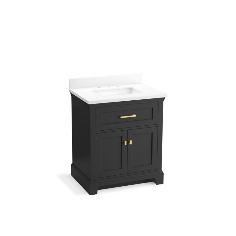Charlemont 30" Ferrous Grey MDF Bathroom Vanity with Quartz Top