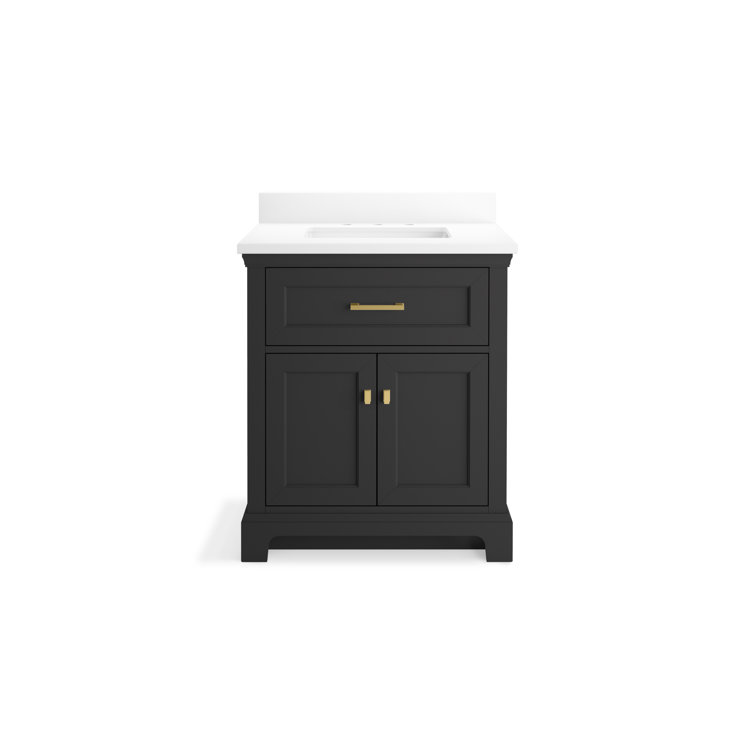 Charlemont 30" Ferrous Grey MDF Bathroom Vanity with Quartz Top
